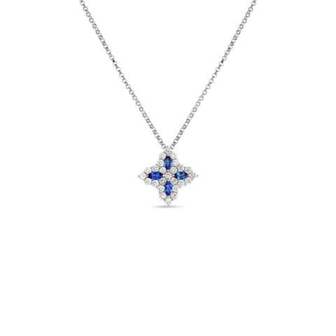 18K Diamond & Sapphire Medium Flower Pendant 8882466Awchxs