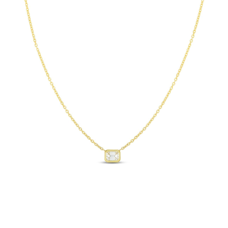 Roberto Coin Jewelry - 18K EMERALD CUT DIAMOND NECKLACE | Manfredi Jewels
