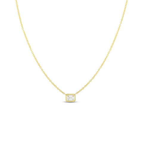 18K EMERALD CUT DIAMOND NECKLACE