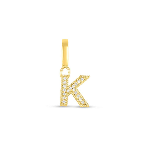 Roberto Coin Jewelry - 18K GOLD & DIAMOND PRINCESS LETTER ‘K’ CHARM | Manfredi Jewels