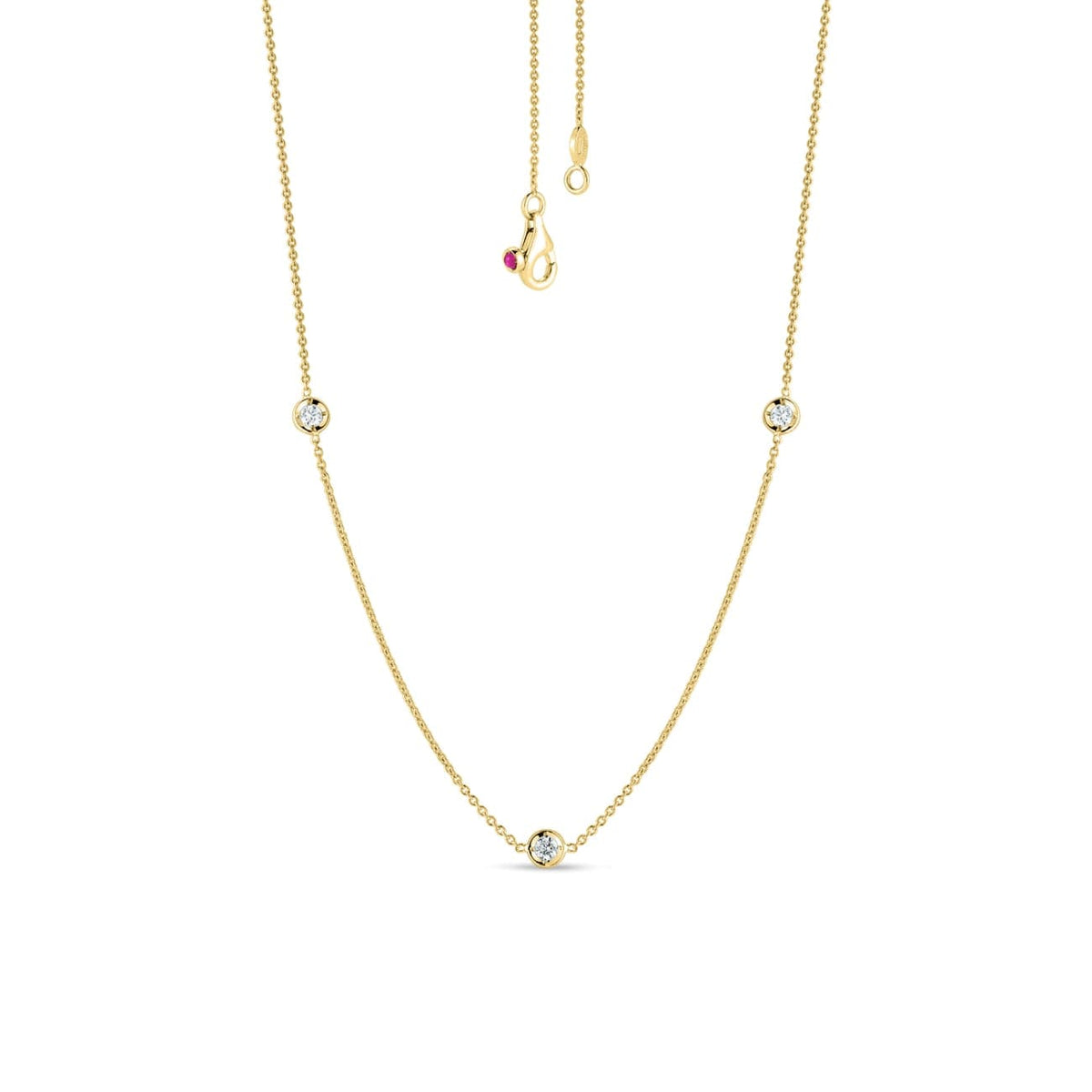 Roberto Coin Jewelry - 18K GOLD NECKLACE WITH 3 DIAMOND STATIONS | Manfredi Jewels