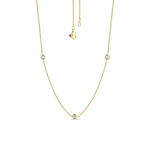 Roberto Coin Jewelry - 18K GOLD NECKLACE WITH 3 DIAMOND STATIONS | Manfredi Jewels