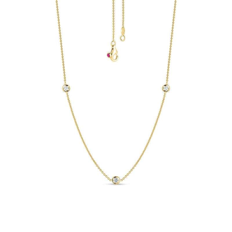 Roberto Coin Jewelry - 18K GOLD NECKLACE WITH 3 DIAMOND STATIONS | Manfredi Jewels