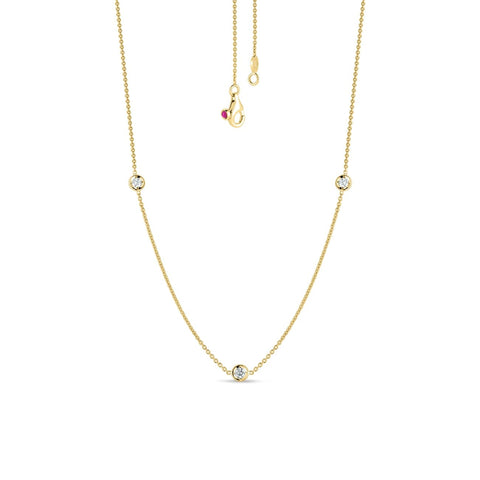 18K GOLD NECKLACE WITH 3 DIAMOND STATIONS
