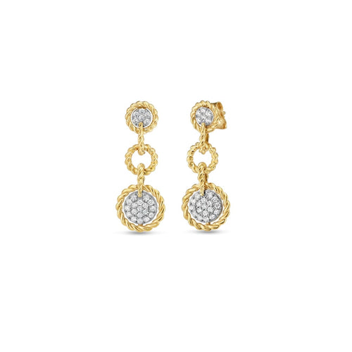 Roberto Coin Jewelry - 18K Gold & Round Dia Drop New Barocco Earrings | Manfredi Jewels