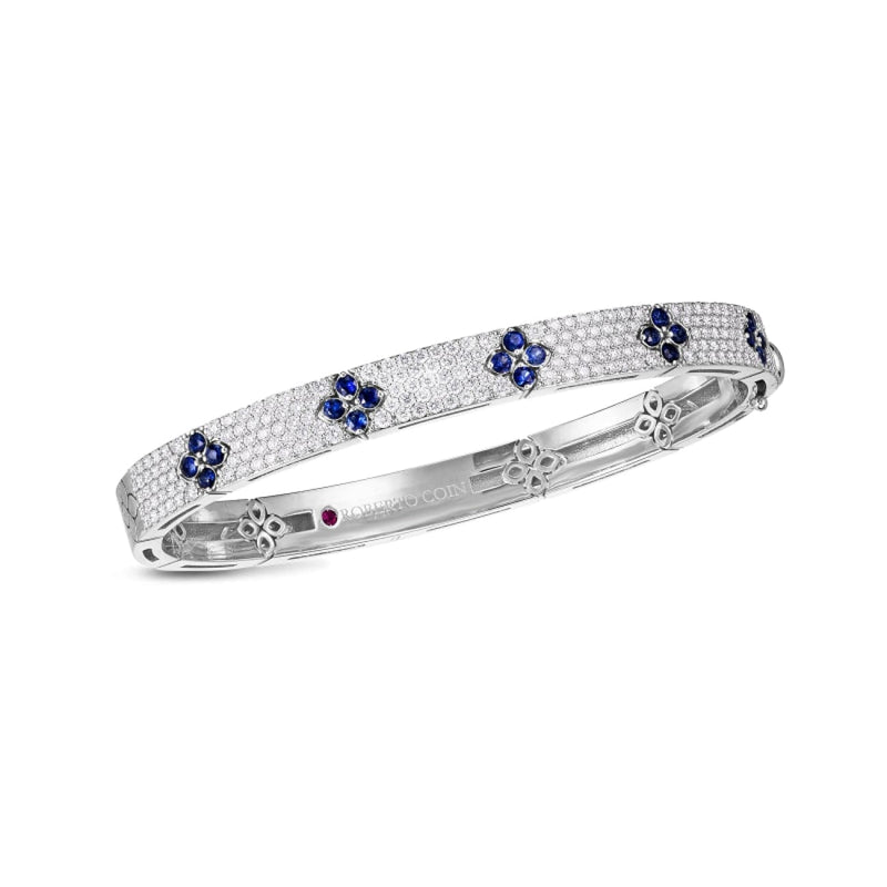Roberto Coin Jewelry - 18K LOVE IN VERONA PAVE DIAMOND & BLUE SAPPHIRE BANGLE | Manfredi Jewels
