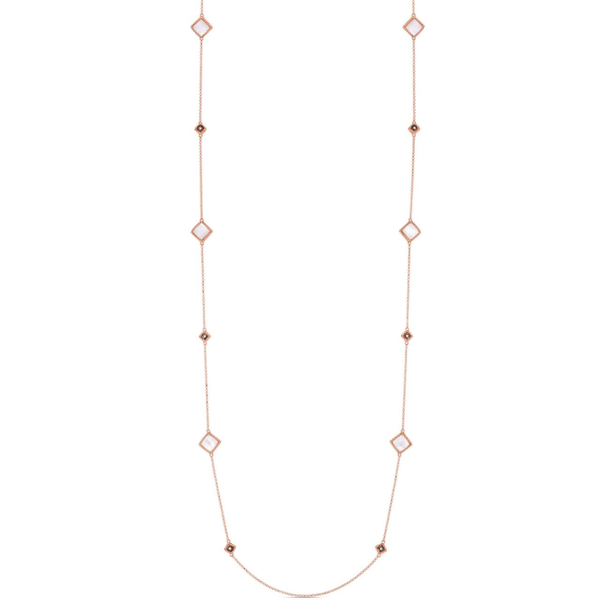 Roberto Coin Jewelry - 18K PALAZZO DUCALE 35’’ LONG STATION CHAIN FEATURING MOTHER-OF-PEARL & DIAMOND | Manfredi Jewels