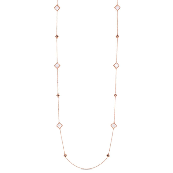 Roberto Coin Jewelry - 18K PALAZZO DUCALE 35’’ LONG STATION CHAIN FEATURING MOTHER-OF-PEARL & DIAMOND | Manfredi Jewels