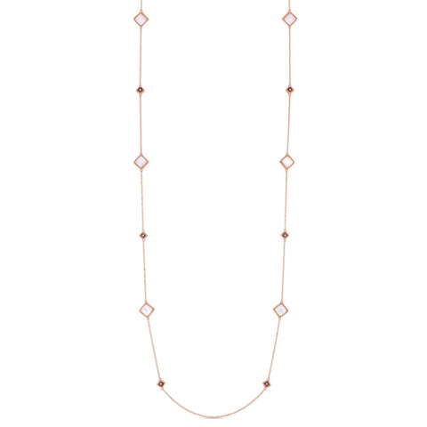 18K PALAZZO DUCALE 35" LONG STATION CHAIN FEATURING MOTHER-OF-PEARL & DIAMOND