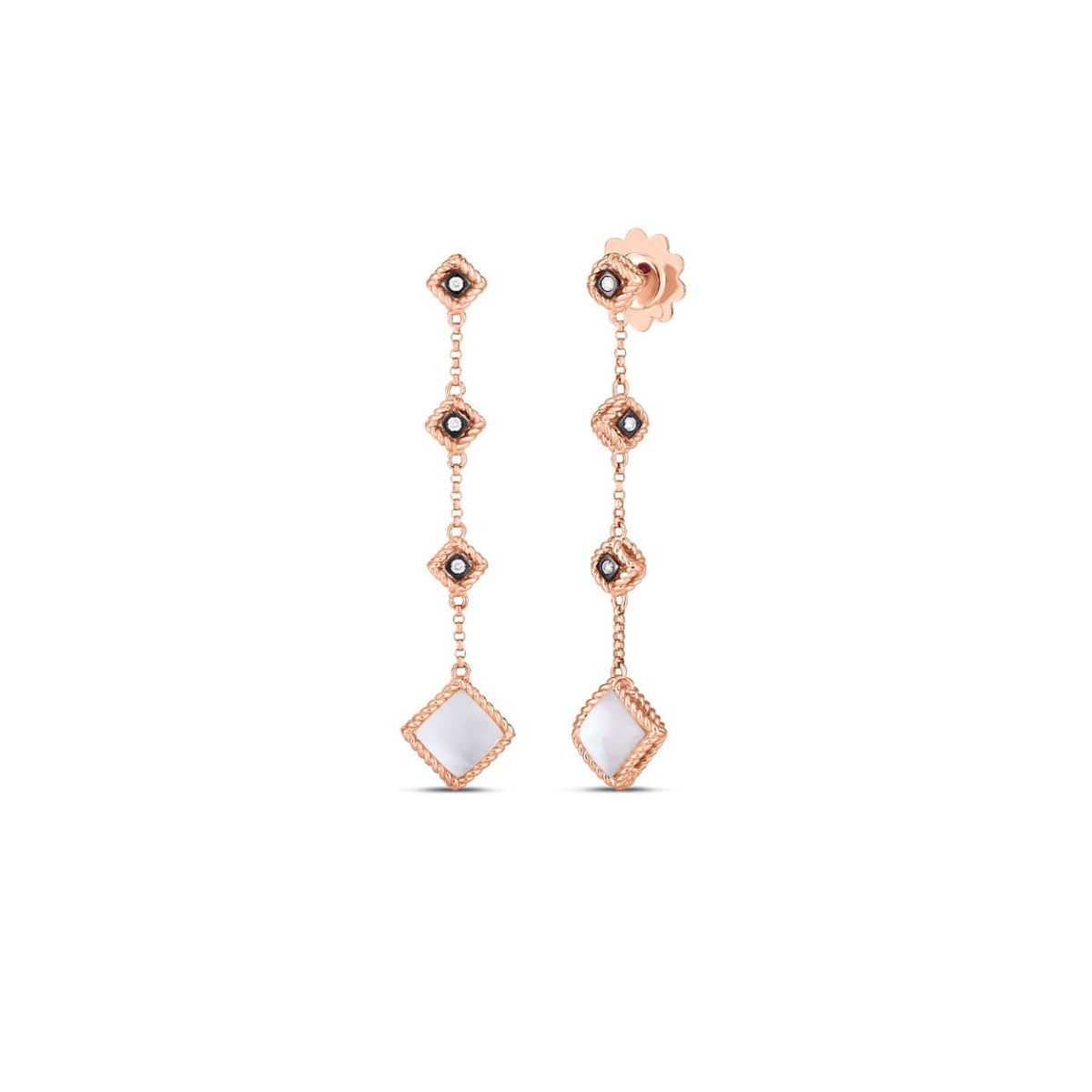 Roberto Coin Jewelry - 18K PALAZZO DUCALE TWO DROP EARRING W. MOTHER-OF-PEARL & DIAMOND | Manfredi Jewels