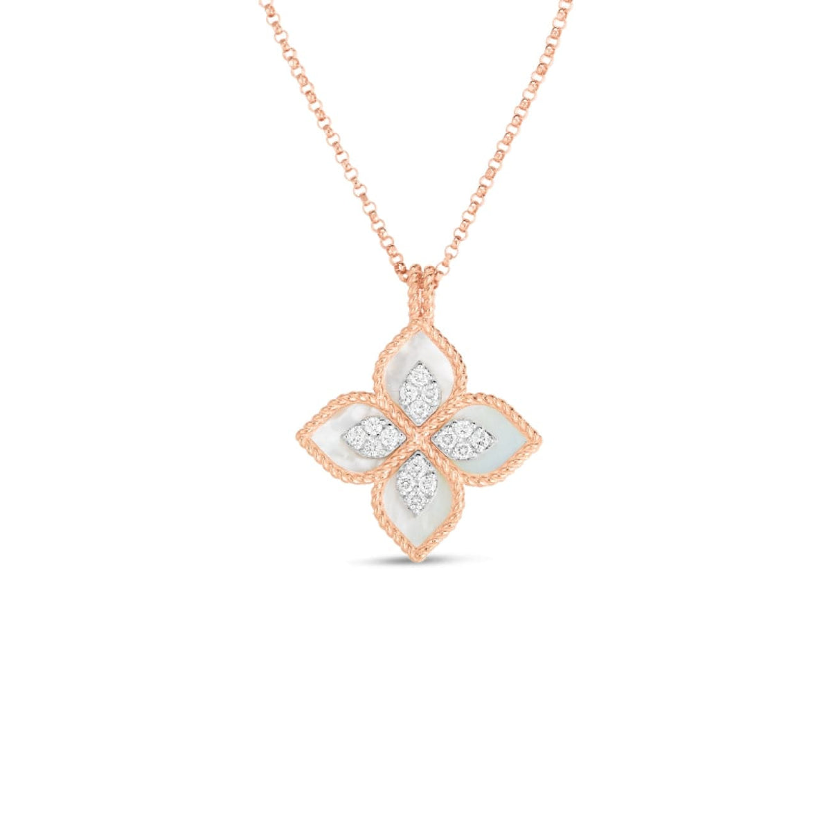Roberto Coin Jewelry - 18K Princess Flower Mother-Of-Pearl & Diamond Pendant 8882784Ahchx | Manfredi Jewels
