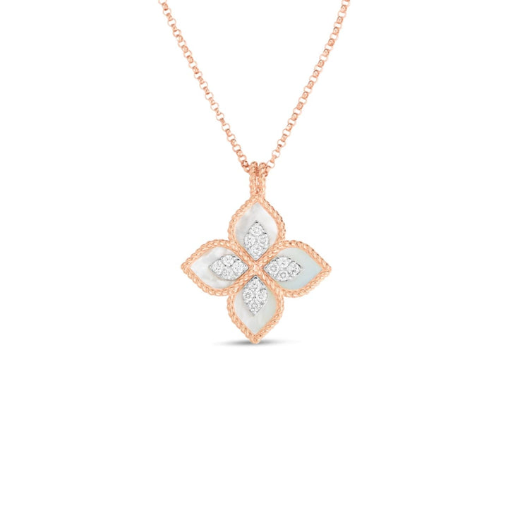 Roberto Coin Jewelry - 18K Princess Flower Mother-Of-Pearl & Diamond Pendant 8882784Ahchx | Manfredi Jewels