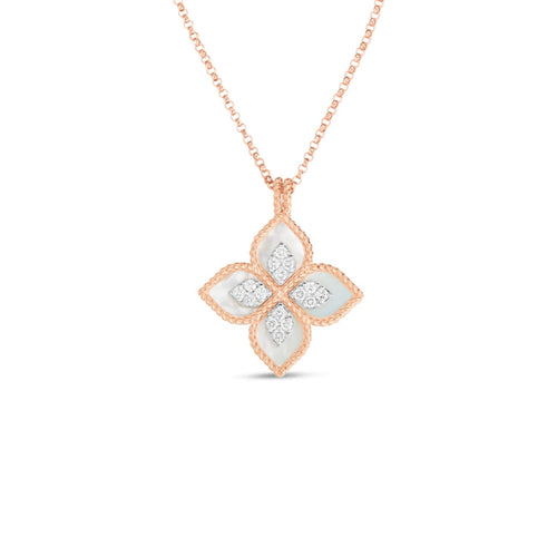 Roberto Coin Jewelry - 18K Princess Flower Mother - Of - Pearl & Diamond Pendant 8882784Ahchx | Manfredi Jewels
