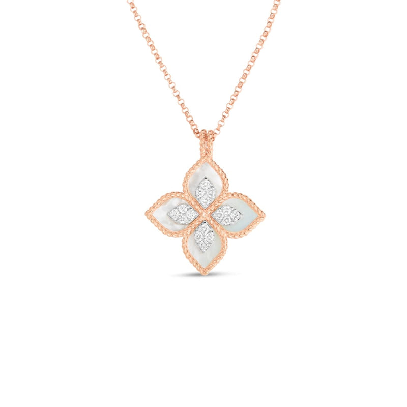 Roberto Coin Jewelry - 18K Princess Flower Mother - Of - Pearl & Diamond Pendant 8882784Ahchx | Manfredi Jewels