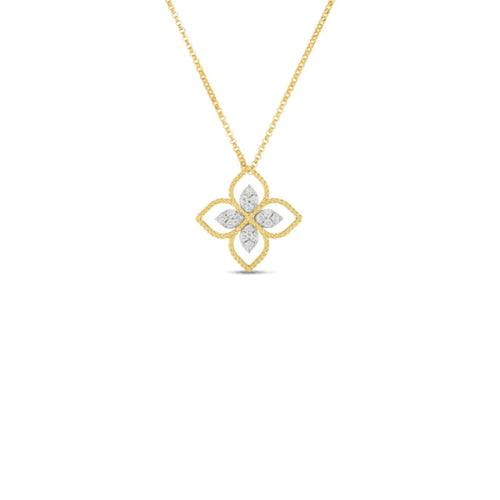 Roberto Coin Jewelry - 18K PRINCIPESSA LARGE FLOWER PENDANT W. DIAMOND | Manfredi Jewels