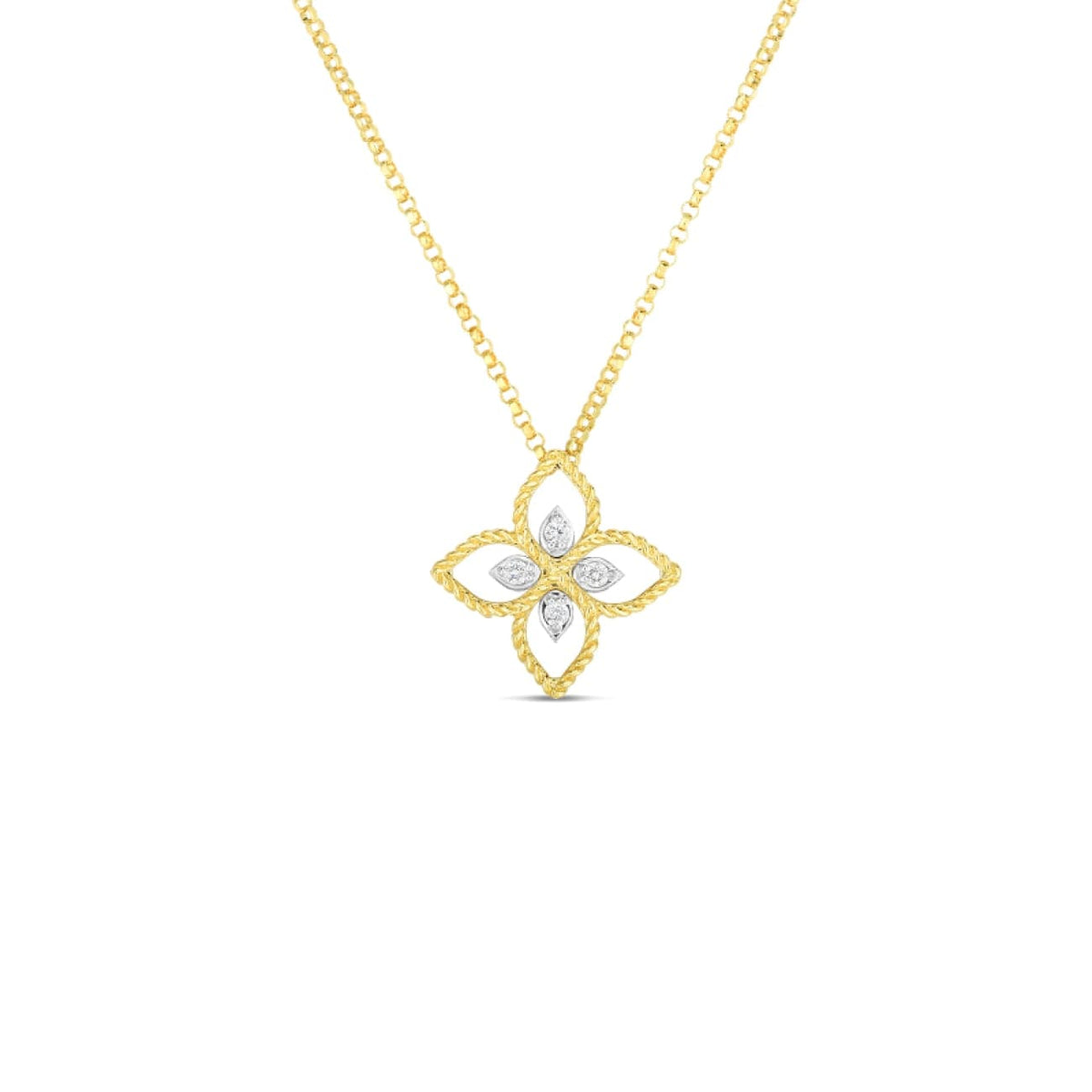 Roberto Coin Jewelry - 18K Principessa Small Flower Pendant with Diamonds | Manfredi Jewels