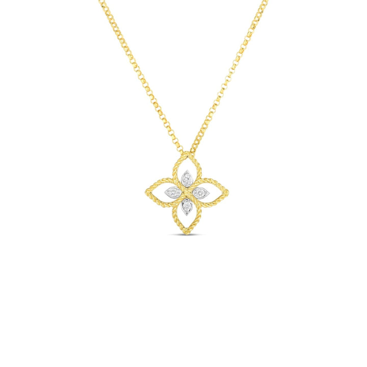Roberto Coin Jewelry - 18K Principessa Small Flower Pendant with Diamonds | Manfredi Jewels
