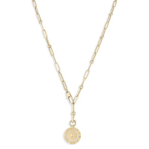 Roberto Coin Jewelry - 18K R OBELISCO LARGE DIAMOND MEDALLION NECKLACE | Manfredi Jewels