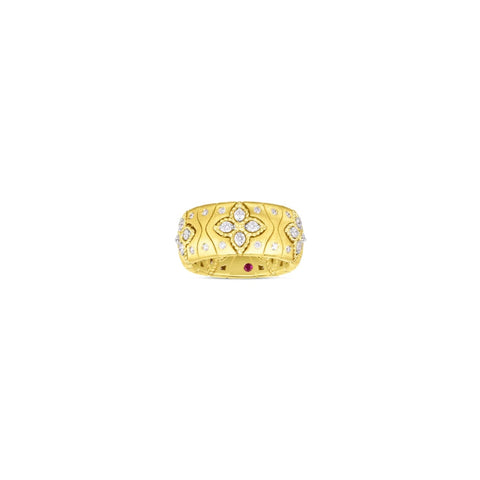 18K ROYAL PRINCESS FLOWER SATIN RING W. DIAMOND ACCENT