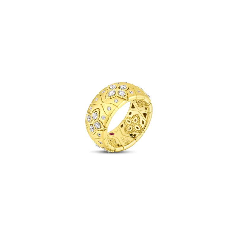 Roberto Coin Jewelry - 18K ROYAL PRINCESS FLOWER SATIN RING W. DIAMOND ACCENT | Manfredi Jewels