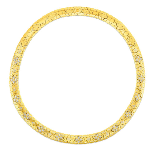 Roberto Coin Jewelry - 18K SATIN ROYAL PRINCESS FLOWER NARROW COLLAR W. DIAMOND ACCENT 7772990AJCHX | Manfredi Jewels