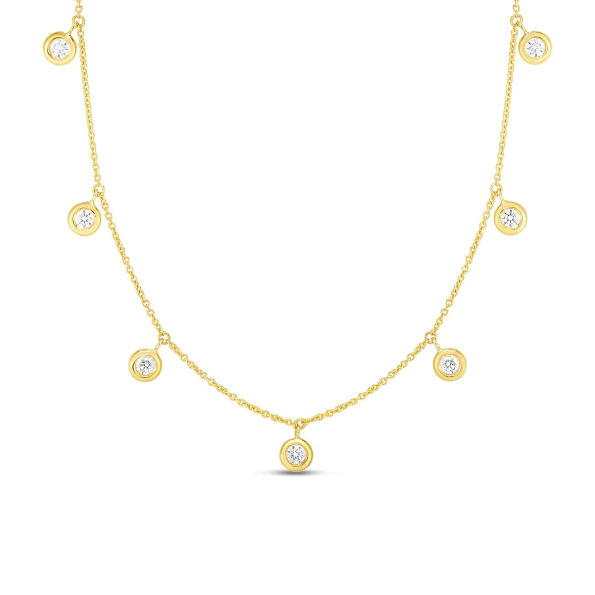 Roberto Coin Jewelry - 18K SEVEN DIAMOND DROP STATION NECKLACE | Manfredi Jewels