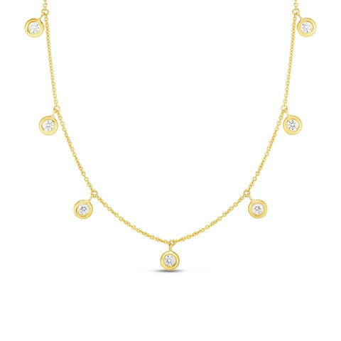 18K SEVEN DIAMOND DROP STATION NECKLACE