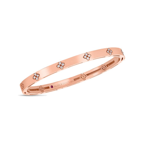 18K VERONA NARROW WIDTH BANGLE W. DIAMOND ACCENT