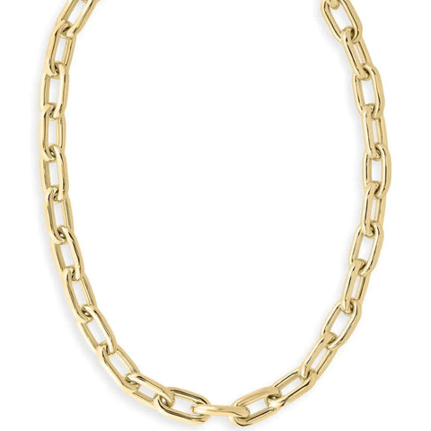 18K YELLOW GOLD CHUNKY PAPERCLIP 18" NECKLACE.