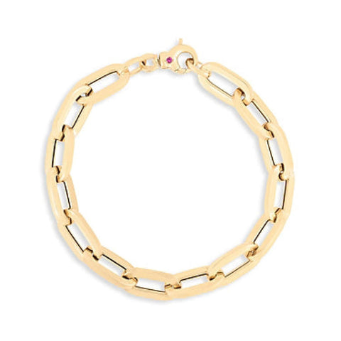 18k Yellow Gold Classic Oro Paperclip Link Bracelet