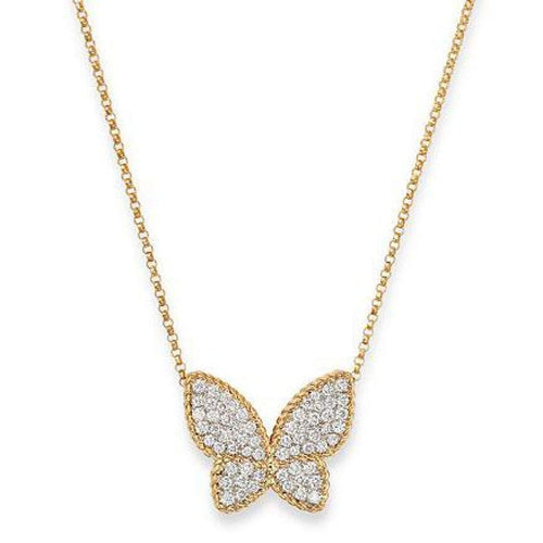 Roberto Coin Jewelry - 18K Yellow Gold Diamond Butterfly Pendant Necklace | Manfredi Jewels