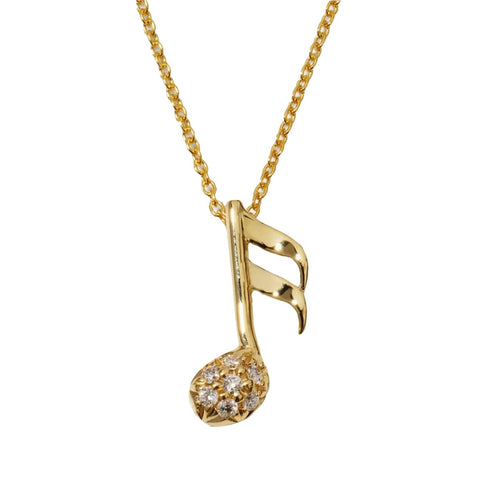 18K Yellow Gold Music Note Tiny Treasure Necklace