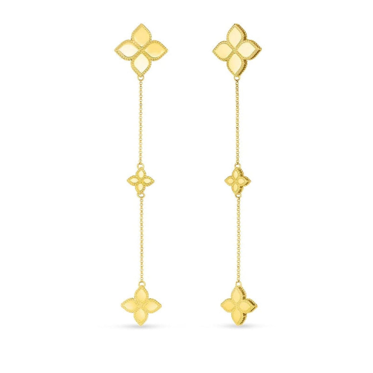 Roberto Coin Jewelry - 18K YELLOW GOLD PRINCESS FLOWER DROP EARRINGS | Manfredi Jewels