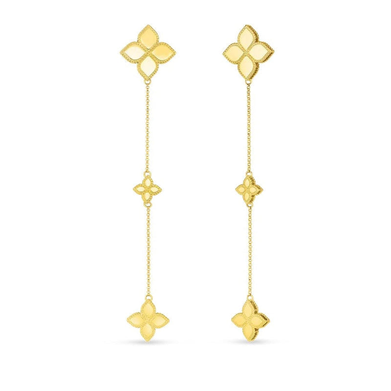 Roberto Coin Jewelry - 18K YELLOW GOLD PRINCESS FLOWER DROP EARRINGS | Manfredi Jewels