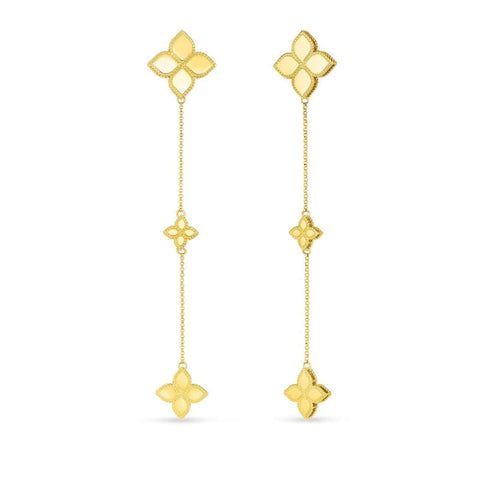 18K YELLOW GOLD PRINCESS FLOWER DROP EARRINGS