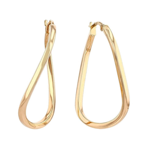 18k Yellow Gold Twist Oval Hoop Earrings