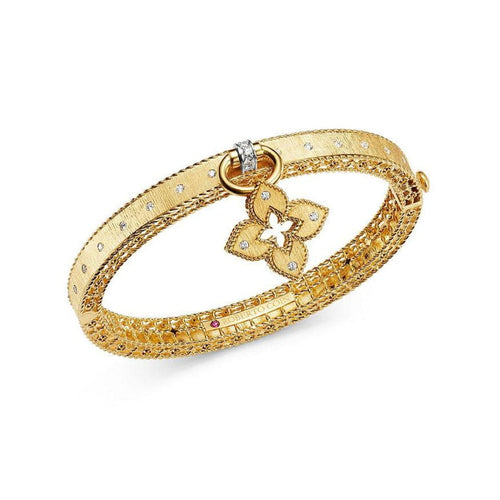 Roberto Coin Jewelry - 18K Yellow Gold & White Venetian Princess Diamond Bangle Bracelet | Manfredi Jewels