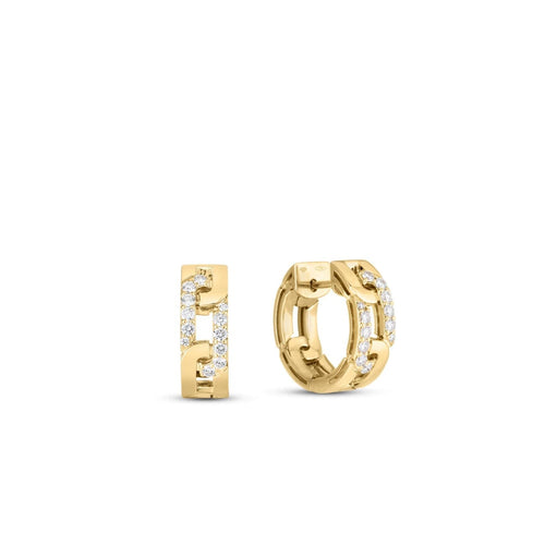 Roberto Coin Jewelry - 18K YELLOW NAVARRA DIAMOND ACCENT HOOP EARRINGS | Manfredi Jewels