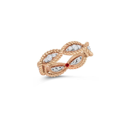 Roberto Coin Jewelry - 18Kt Gold 1 Row Ring With Diamonds | Manfredi Jewels