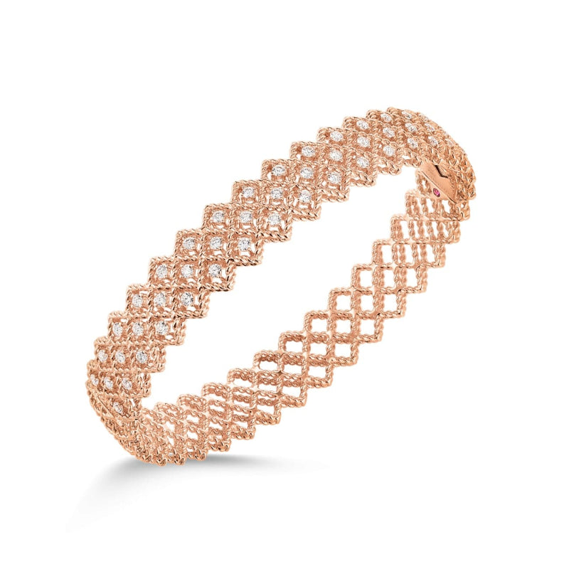 Roberto Coin Jewelry - 18Kt Gold 2 Row Diamond Bangle | Manfredi Jewels