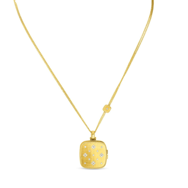 Roberto Coin Jewelry - 18Kt Gold & Diamond Princess Satin Locket Pendant 7771798Ay34X | Manfredi Jewels
