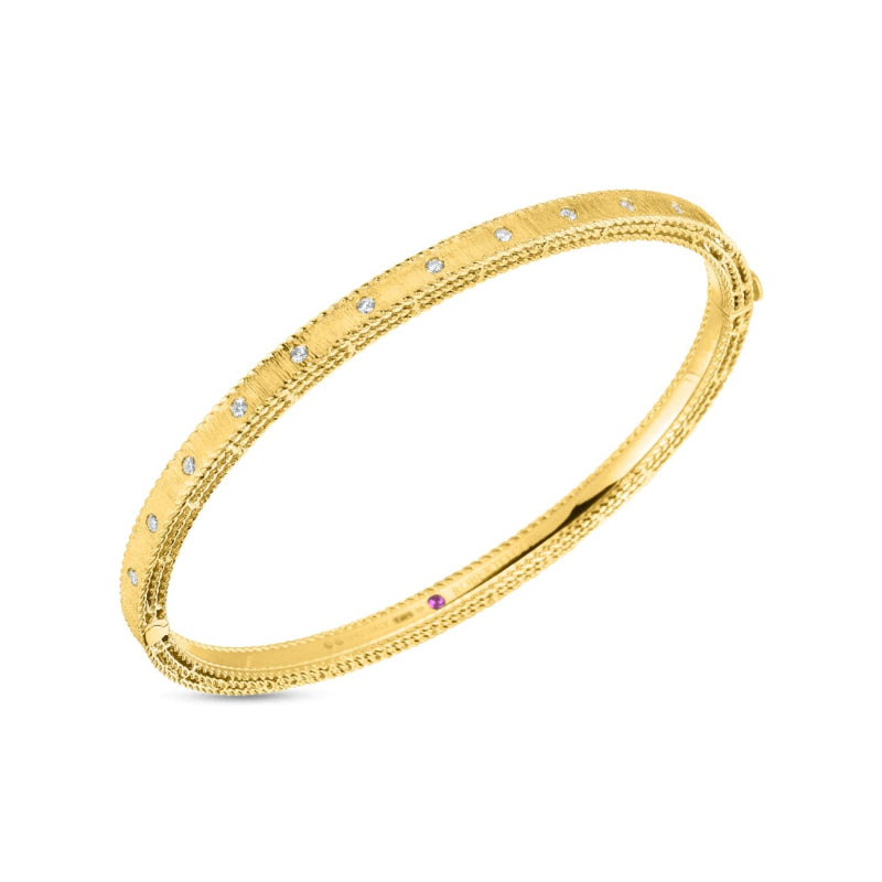 Roberto Coin Jewelry - 18KT GOLD PRINCESS BANGLE WITH DIAMONDS | Manfredi Jewels