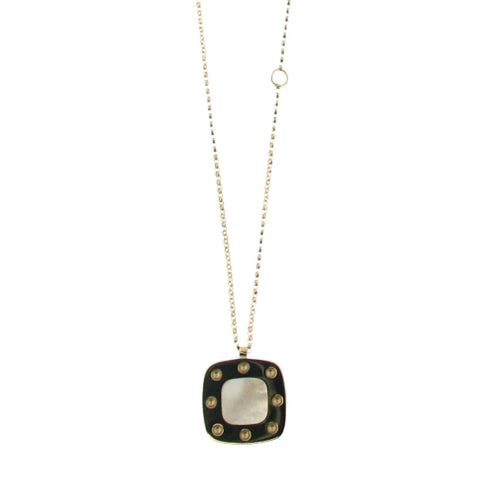 Roberto Coin Jewelry - 18Kt Gold Square Mother Of Pearl Pendant 777974Aychmp | Manfredi Jewels