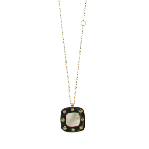 18Kt Gold Square Mother Of Pearl Pendant 777974Aychmp