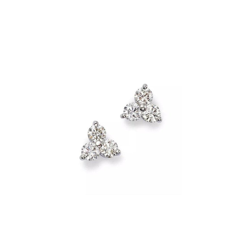 Roberto Coin Jewelry - 18KT WHITE GOLD 3 STONE CLUSTER STUDS | Manfredi Jewels