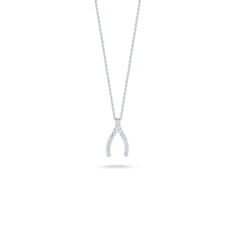 Roberto Coin Jewelry - 18KT White Gold Diamond Wishbone Necklace | Manfredi Jewels