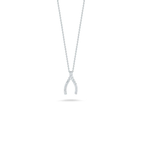 18KT White Gold Diamond Wishbone Necklace