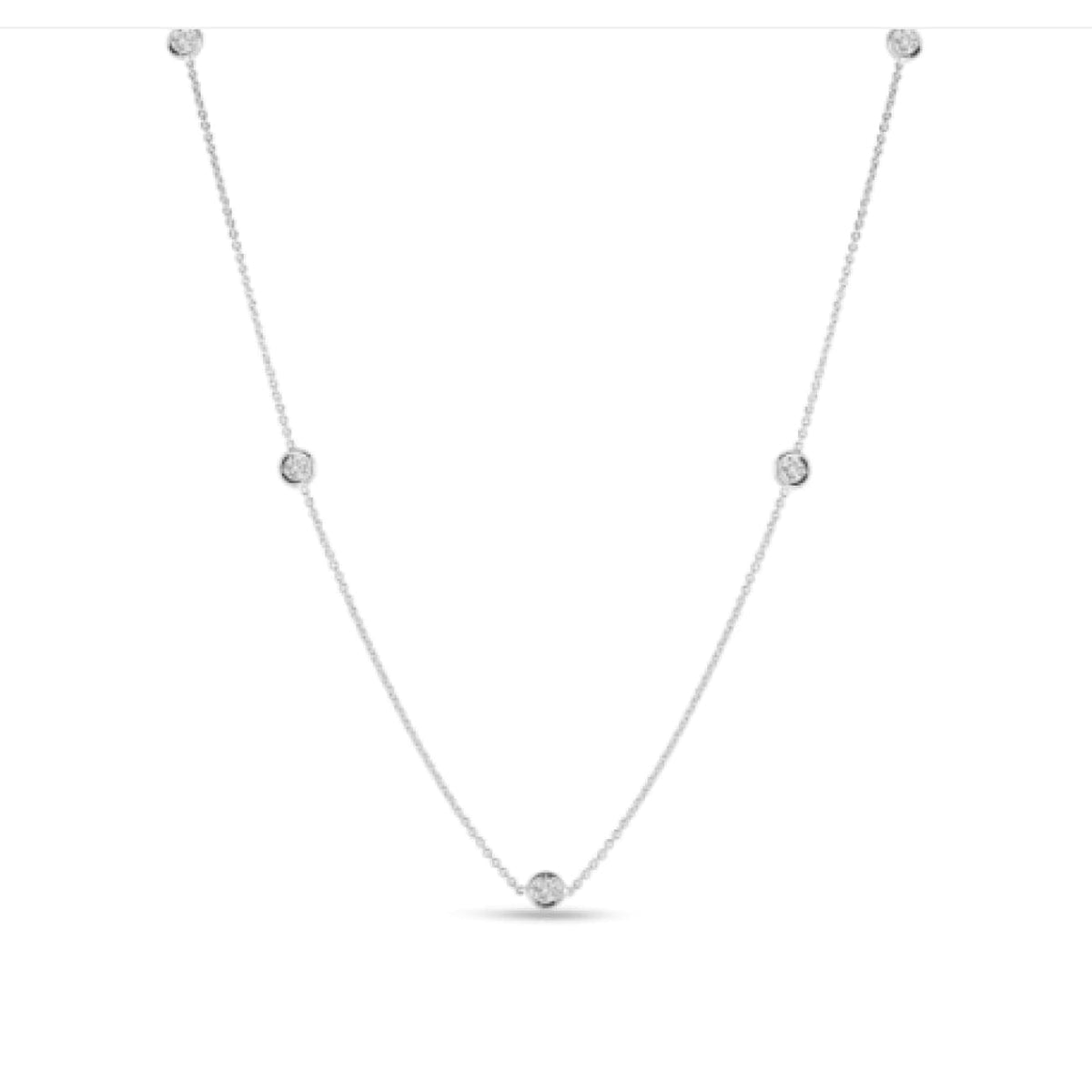 Roberto Coin Jewelry - 18KT White Gold Five Bezel Set Diamond Station Necklace | Manfredi Jewels