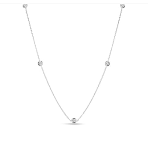 18KT White Gold Five Bezel Set Diamond Station Necklace