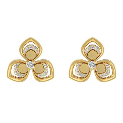 18KT YELLOW GOLD 3 PETAL EARRINGS